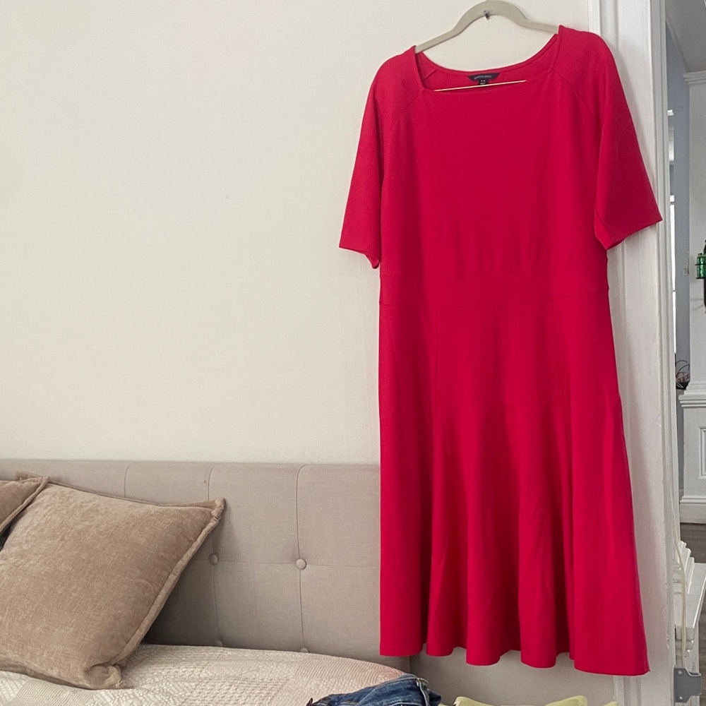 Lands' End Vibrant Raspberry Midi Dress Large knit
